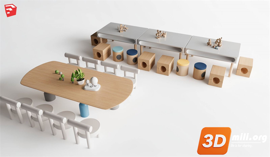 Kid's table and chairs Skp Files 